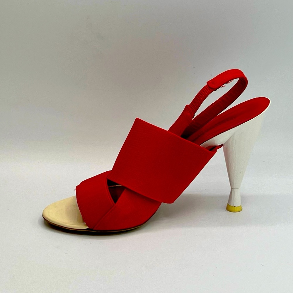 DONNA KARAN Collection Red & White Slingback Sandal EU 37 / US 7